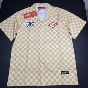 Men's Small (S) Peanuts Racing Motorsports Shirt. Button‎ Down Checker Flag